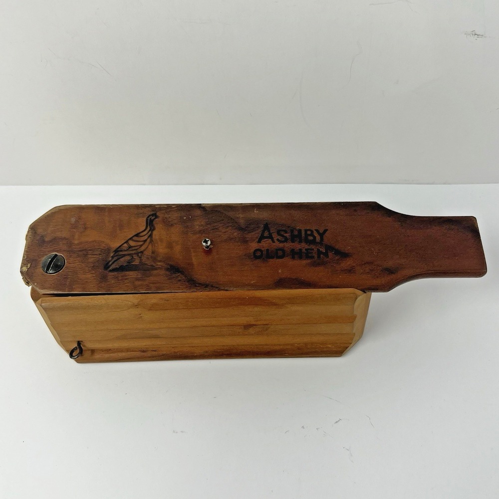 Vintage Ashby Old Hen Turkey‎ Call Single Sided Box Call Hunting Wood USA